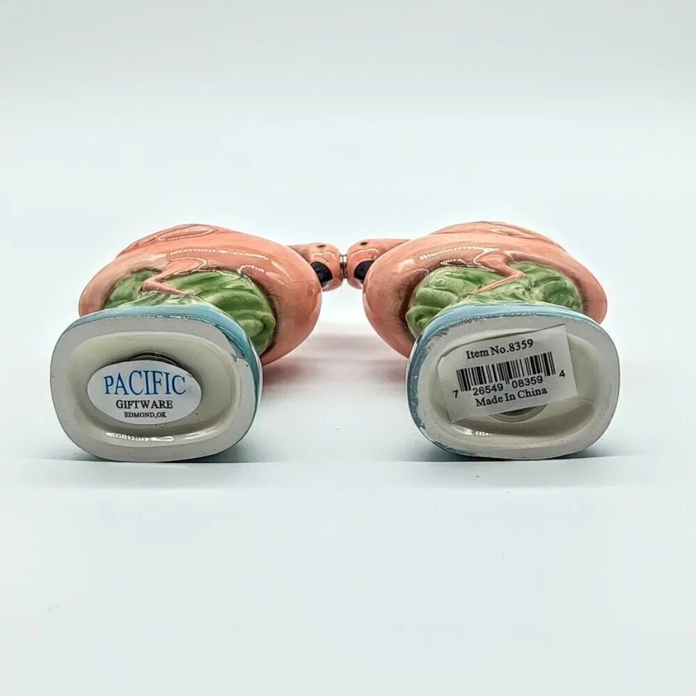 Pacific Giftware Pink Flamingo Ceramic Salt Pepper Magnetic Shakers